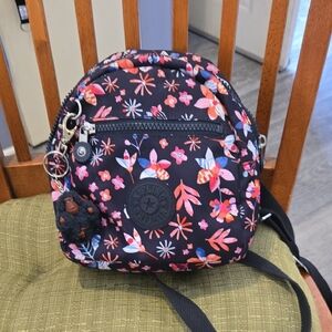 Kipling Black Backpack Compact Floral Design